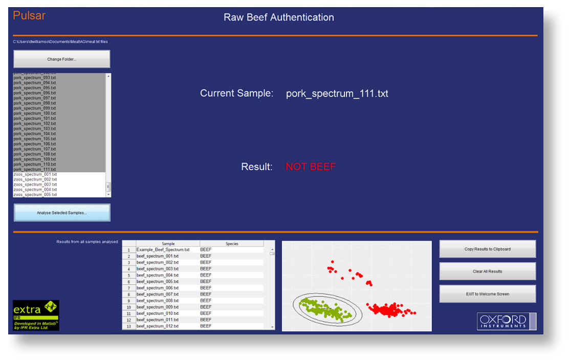 NMRによる食肉特定の確認画面